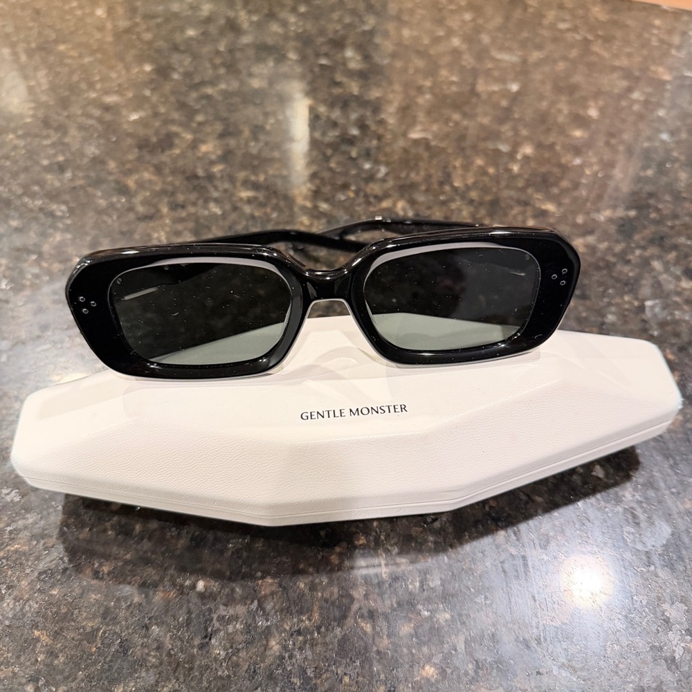 Gentle Monster PHANTOM Black Sunglasses w/ Crystal Arm Detail- Luxury Designer